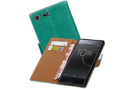 Pull Up TPU PU Leder Bookstyle Wallet Case Hoesje voor Xperia XZ Groen