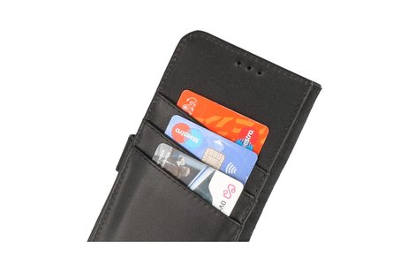 Echt Lederen Book Case Hoesje - Leren Portemonnee Telefoonhoesje - Geschikt voor Samsung Galaxy A22 4G - Zwart