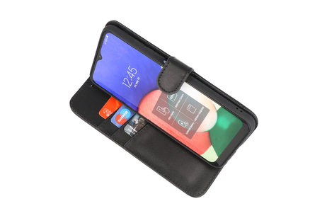 BAOHU Echt Lederen Book Case Hoesje - Leren Portemonnee Telefoonhoesje - Geschikt voor Samsung Galaxy A22 4G - Zwart