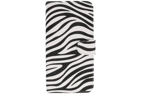 Zebra Bookstyle Wallet Case Hoesjes voor Moto C Wit