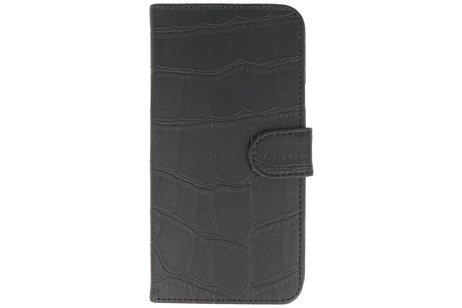 Croco Bookstyle Wallet Case Hoesje voor HTC 10 Zwart
