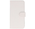 Croco Bookstyle Wallet Case Hoesje voor Nokia 6 Wit