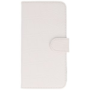 Croco Bookstyle Wallet Case Hoesje voor Nokia 6 Wit