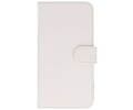 Croco Bookstyle Wallet Case Hoesje voor Galaxy S4 i9500 Wit