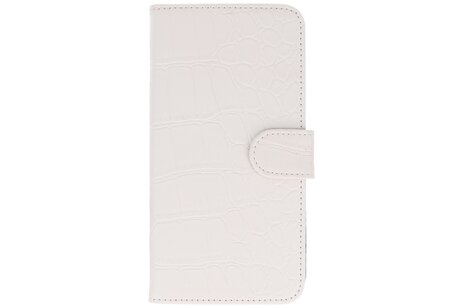 Croco Bookstyle Wallet Case Hoesje voor Galaxy S4 i9500 Wit