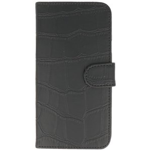 Croco Bookstyle Wallet Case Hoesje voor Huawei Ascend Y625 Zwart