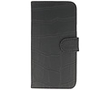 Croco Bookstyle Wallet Case Hoesjes voor Motorola Nexus 6 Zwart
