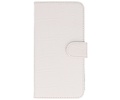 Croco Bookstyle Wallet Case Hoesjes voor LG K7 Wit