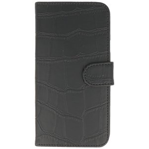 Croco Bookstyle Wallet Case Hoesjes voor Sony Xperia C5 Zwart