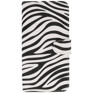 Zebra Bookstyle Wallet Case Hoesje Geschikt voor Sony Xperia Z5 Wit