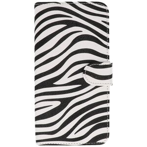 Zebra Bookstyle Wallet Case Hoesje Geschikt voor Samsung Galaxy S4 i9500 Wit