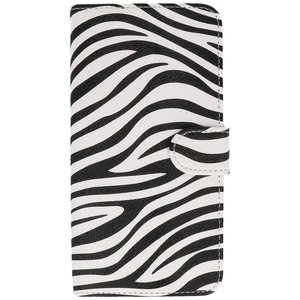 Zebra Bookstyle Wallet Case Hoesjes voor Sony Xperia Z1 L39H Wit