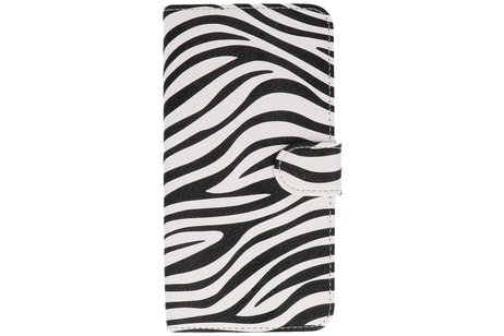 Zebra Bookstyle Wallet Case Hoesjes voor HTC Desire 601 Wit