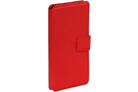 Cross Pattern TPU Bookstyle voor Galaxy S6 G920F Rood
