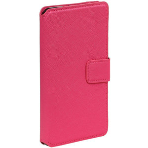 Cross Pattern TPU Bookstyle Hoesje - Wallet Case Telefoonhoesje - Geschikt voor Samsung Galaxy J1 Roze