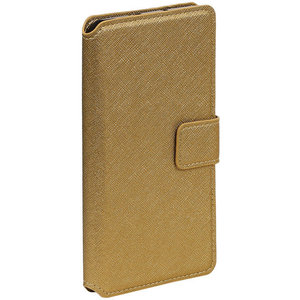 Cross Pattern TPU Bookstyle Wallet Case Hoesje voor Huawei P8 Lite Goud