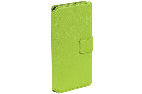 Cross Pattern TPU Bookstyle Wallet Case Hoesje voor Huawei P8 Lite Groen