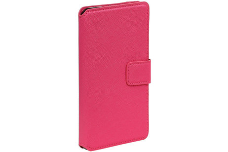 Cross Pattern TPU Bookstyle Wallet Case Hoesje voor Huawei P8 Lite Roze