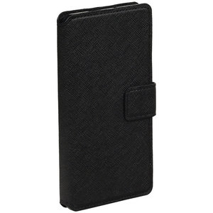 Cross Pattern TPU Bookstyle Wallet Case Hoesje voor Huawei P8 Zwart