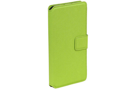 Cross Pattern TPU Bookstyle Wallet Case Hoesje voor Galaxy S5 G900F Groen