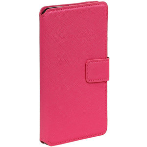 Cross Pattern TPU Bookstyle Wallet Case Hoesje Geschikt voor Samsung Galaxy S5 G900F Roze