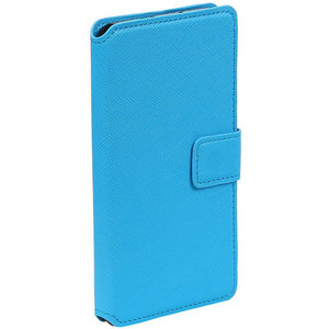 Cross Pattern TPU Bookstyle Wallet Case Hoesje voor Huawei Y5 II Blauw