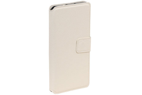 Cross Pattern TPU Bookstyle Wallet Case Hoesje voor Huawei Y5 / Y560 Wit