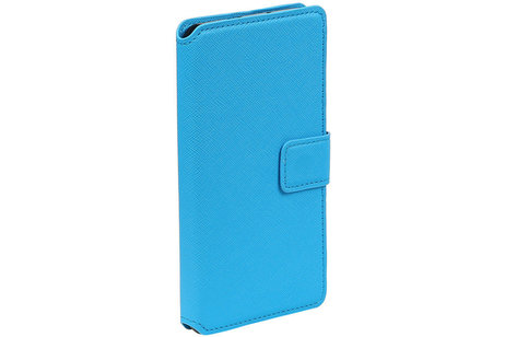 Cross Pattern TPU Bookstyle Wallet Case Hoesje voor Xperia Z3 Compact Blauw