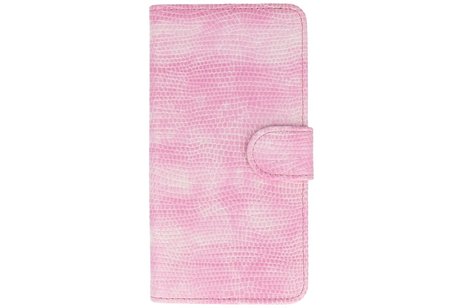 Hagedis Bookstyle Hoes voor Galaxy A3 2017 A320F Roze