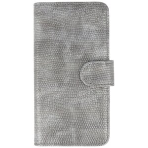 Hagedis Bookstyle Hoes - Wallet Case Telefoonhoesje - Geschikt voor Samsung Galaxy J2 (2016 ) J210F Grijs