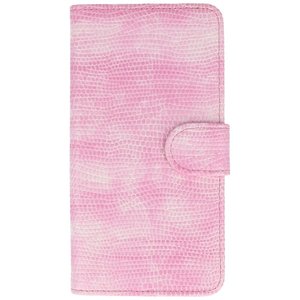 Hagedis Bookstyle Wallet Case Hoesjes Geschikt voor LG K5 Roze