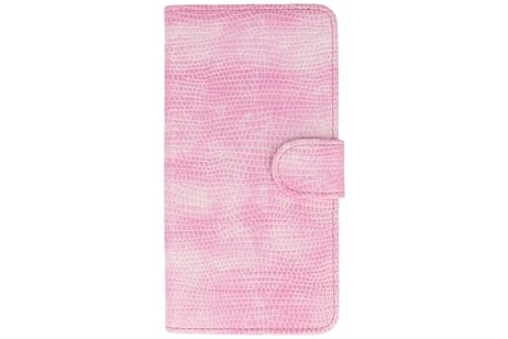 Lizard Bookstyle Wallet Case Hoesjes voor Galaxy J5 (2017) J530F Roze