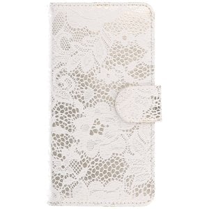 Bloem Bookstyle Hoesje - Wallet Case Telefoonhoesjes - Geschikt voor Huawei P8 Lite 2017 Wit