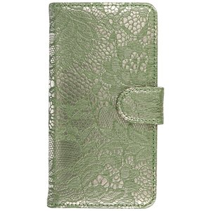 Bloem Bookstyle Hoesje - Wallet Case Telefoonhoesjes - Geschikt voor Samsung Galaxy J2 J200F Donker Groen