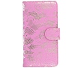 Bloem Bookstyle Hoesje - Wallet Case Telefoonhoesjes - Geschikt voor Samsung Galaxy J1 (2016) J120F Roze