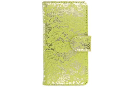 Lace Bookstyle Wallet Case Hoesje voor Galaxy S5 G900F Groen