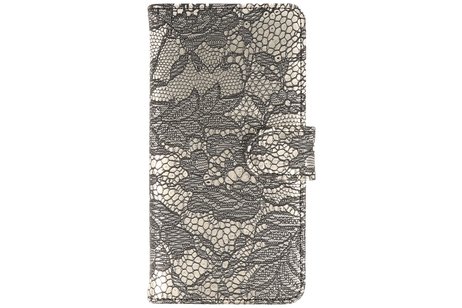 Lace Bookstyle Wallet Case Hoesjes Geschikt voor Huawei Honor 4 A / Y6 Zwart