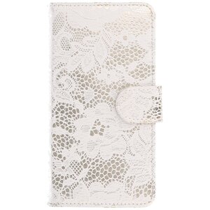 Lace Bookstyle Wallet Case Hoesje voor Galaxy S4 i9500 Wit