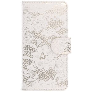 Lace Bookstyle Wallet Case Hoesjes Geschikt voor Samsung Galaxy S4 i9500 Wit