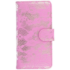 Lace Bookstyle Wallet Case Hoesjes Geschikt voor Samsung Galaxy S4 i9500 Roze