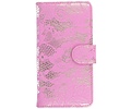 Lace Bookstyle Wallet Case Hoesjes Geschikt voor Samsung Galaxy Core Prime G360 Roze