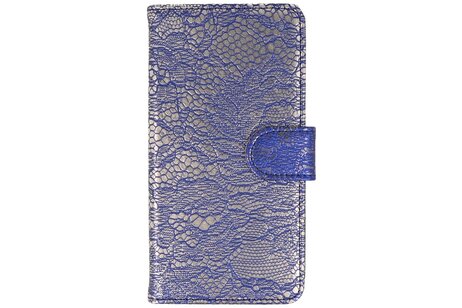 Lace Bookstyle Wallet Case Hoesjes Geschikt voor Samsung Galaxy Core II G355H Blauw