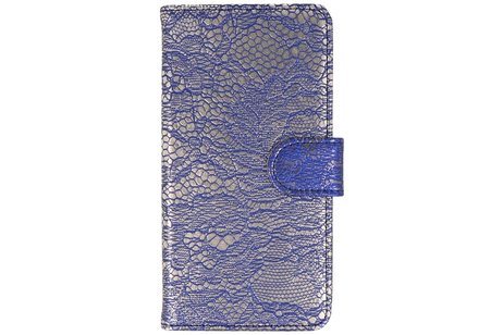 Lace Bookstyle Wallet Case Hoesjes Geschikt voor Samsung Galaxy Core i8260 Blauw