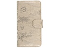 Lace Bookstyle Wallet Case Hoesjes Geschikt voor Samsung Galaxy Core i8260 Goud