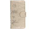 Lace Bookstyle Wallet Case Hoesjes Geschikt voor Huawei Ascend G610 Goud