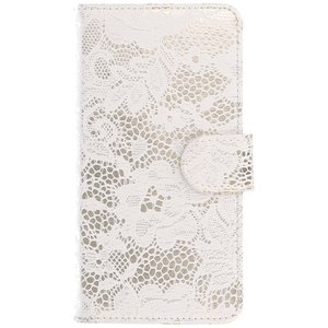 Lace Bookstyle Wallet Case Hoesje voor LG K4 Wit