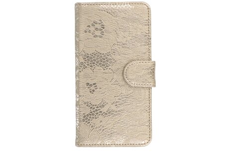 Lace Bookstyle Wallet Case Hoesjes Geschikt voor LG V10 Goud