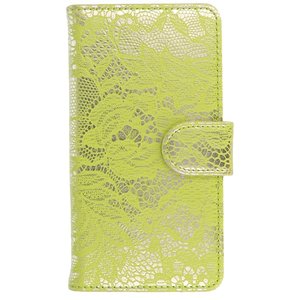 Lace Bookstyle Wallet Case Hoesjes voor Sony Xperia C4 Groen