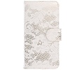 Lace Bookstyle Wallet Case Hoesjes voor Sony Xperia C4 Wit