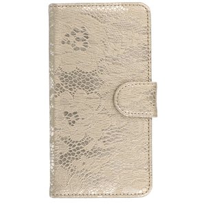 BAOHU Lace Bookstyle Wallet Case Hoesjes Geschikt voor Huawei Mate 9 Goud